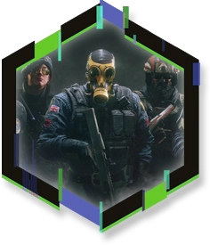 Rainbow Six Characters Inside Hexagon Frame