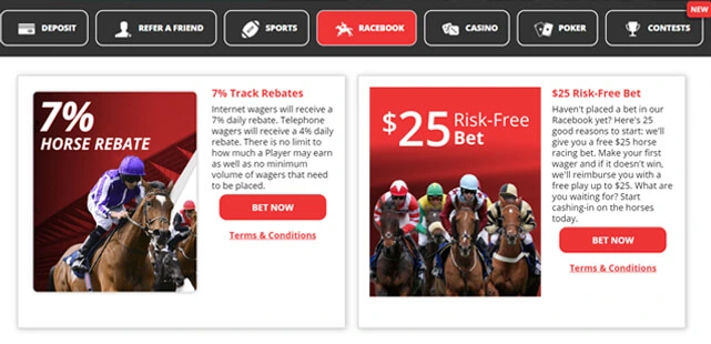 BetOnline Racebook Promotions Screenshot