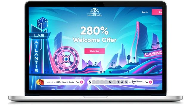Main Las Atlantis Casino Page Screenshot - Laptop