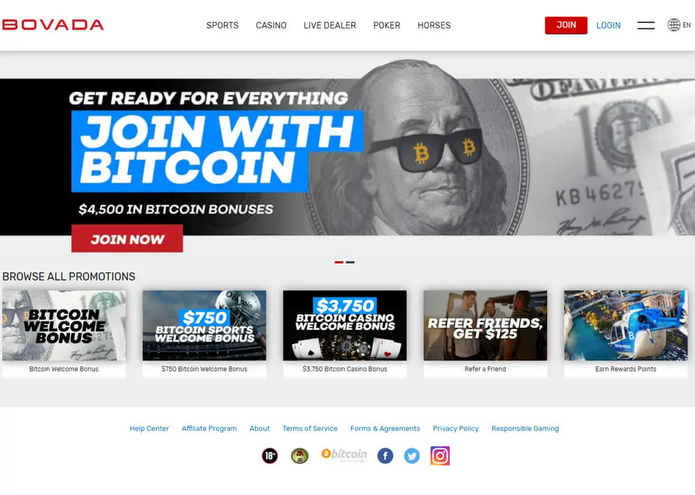 Bovada.lv Promotions Page Screenshot