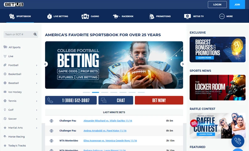 BetUS Sportsbook Hub Screenshot