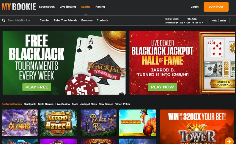 MyBookie Casino Hub Screenshot