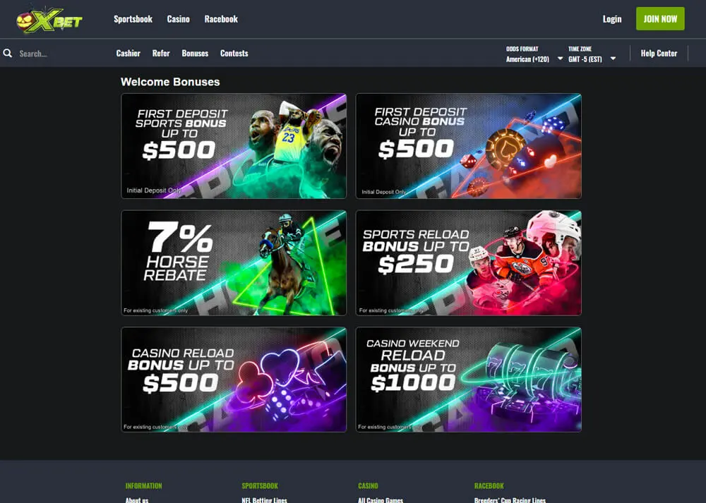 XBet Bonus Page Screenshot