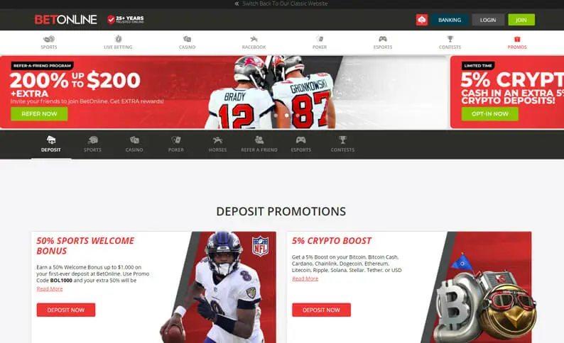 BetOnline Promotions Hub Screenshot