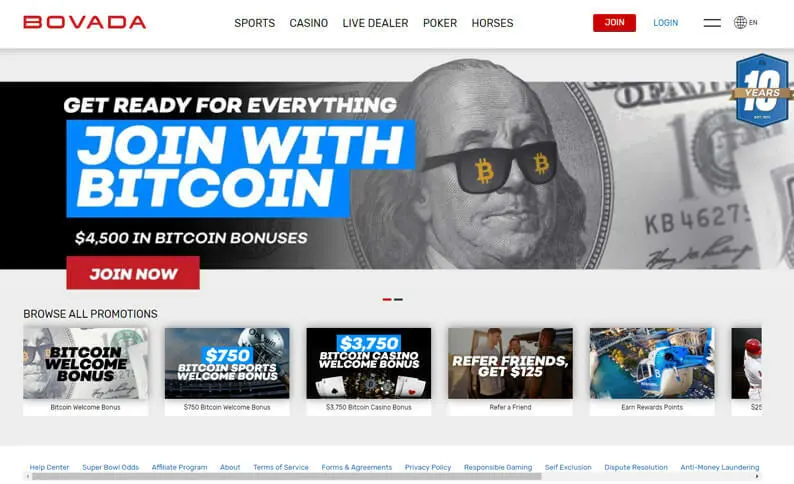 Bovada Promotions Hub Screenshot