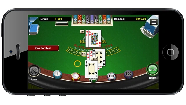21 Blackjack Casino Games Horizontal Black Smartphone