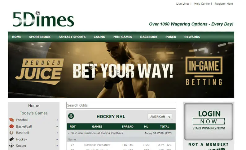 5Dimes Sportsbook Screenshot