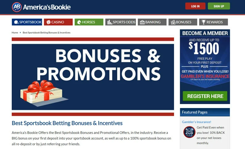 Americas Bookie Promotions Screenshot